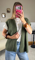 Gilet mohair sans manches - Kaki