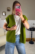 Gilet mohair sans manches - Vert