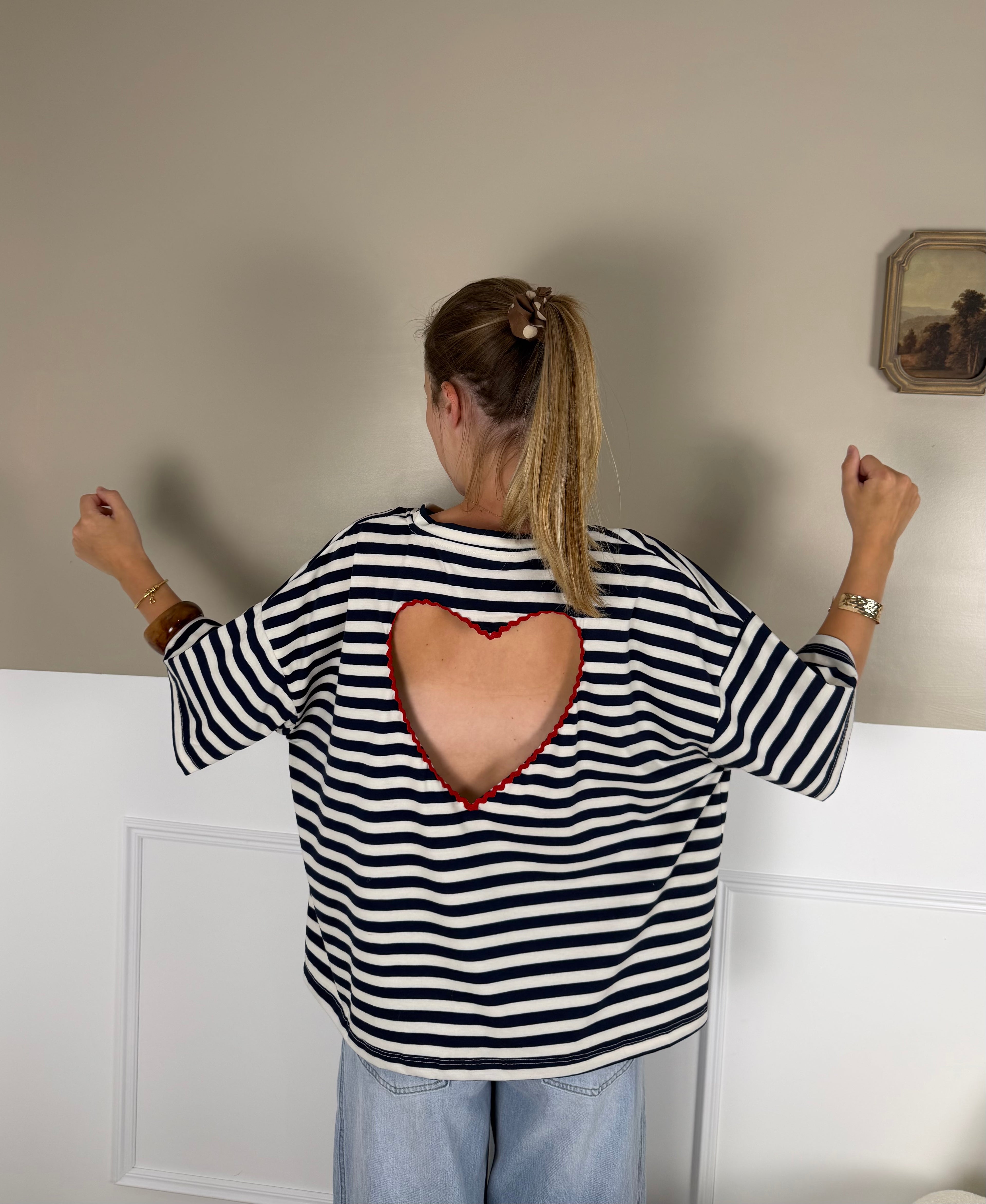 T-shirt marinière coeur
