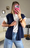 Gilet mohair sans manches - Marine