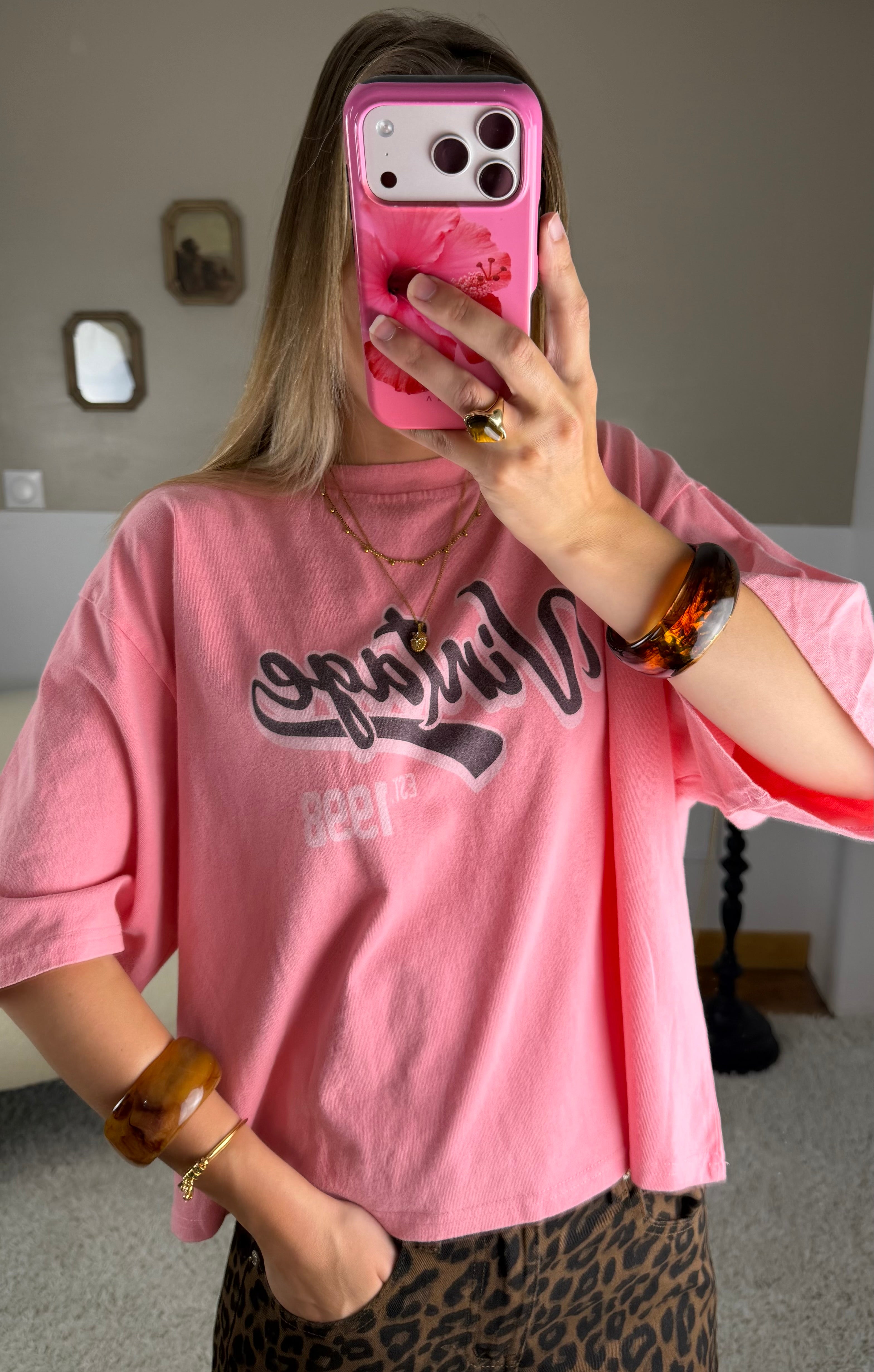 T-shirt Vintage - Rose