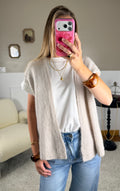 Gilet mohair sans manches - beige