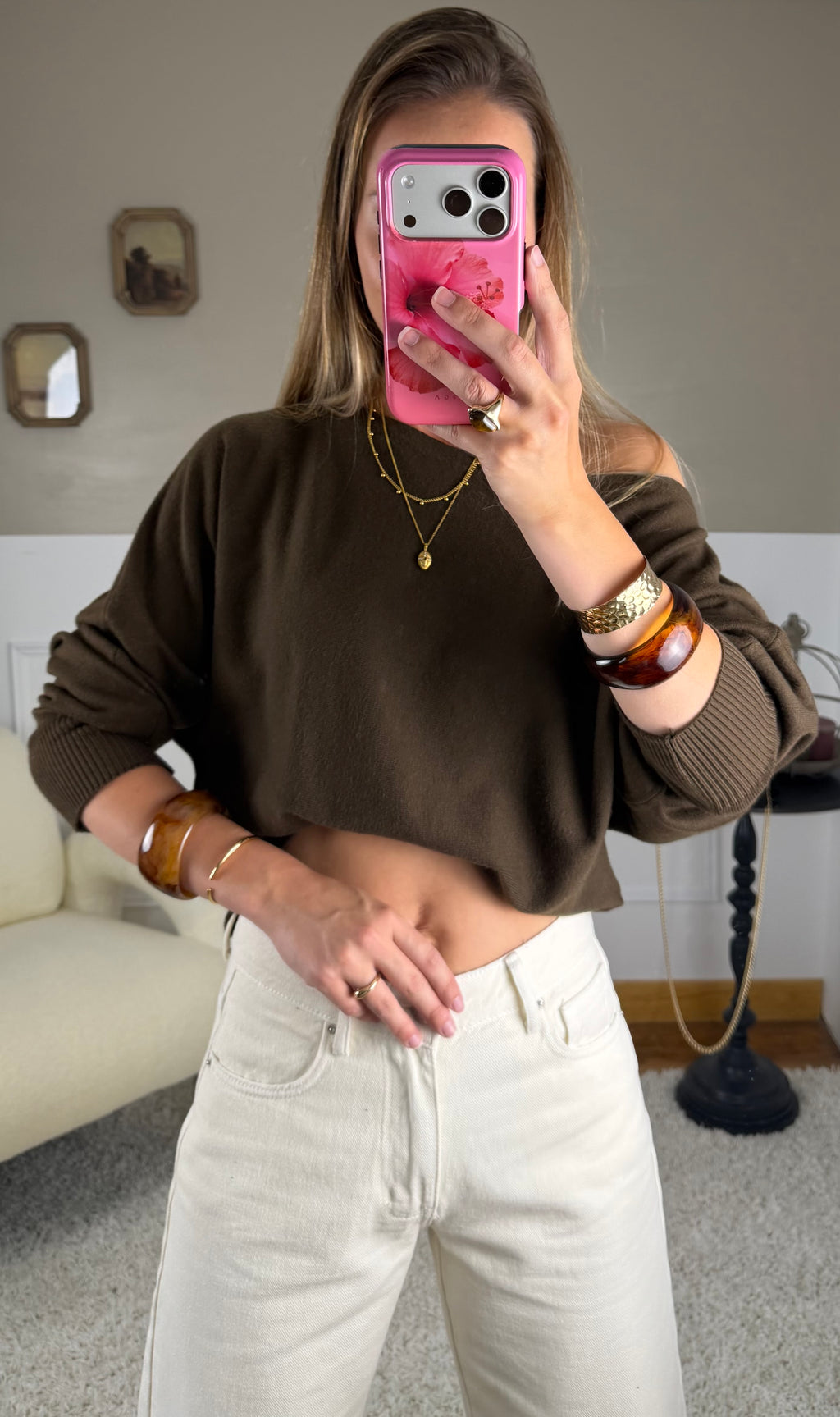 Pull asymétrique - Chocolat
