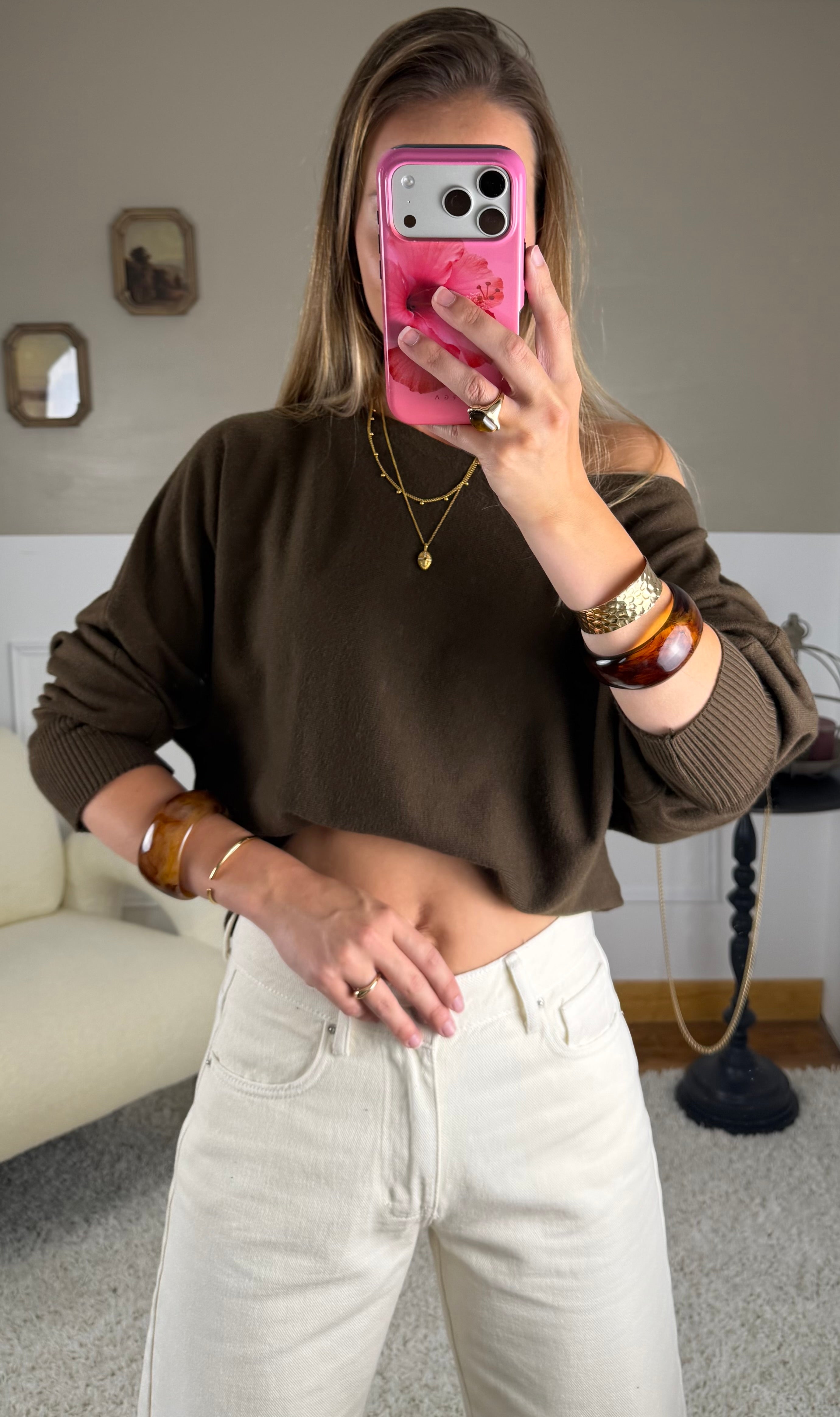 Pull asymétrique - Chocolat