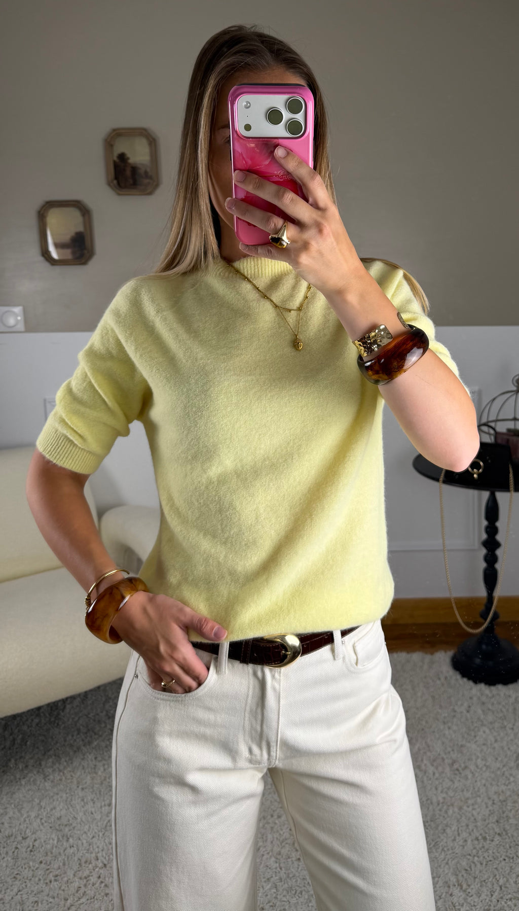 Pull baby alpaga - jaune